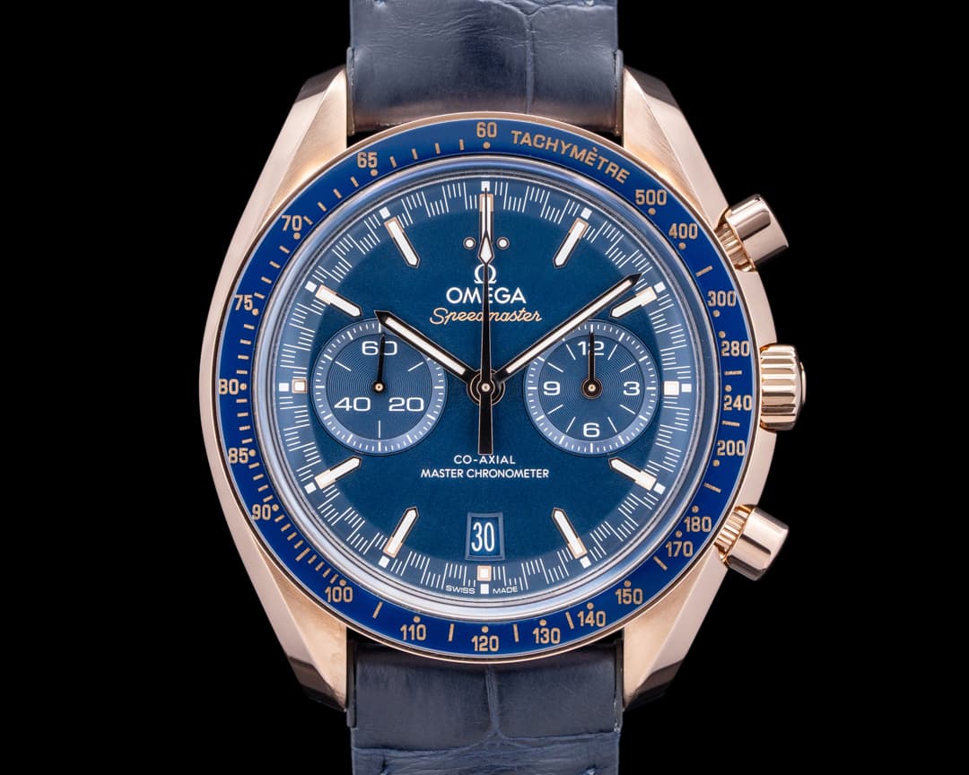 Omega Speedmaster Racing Chronograph 18K Sedna Gold Blue Dial 2024