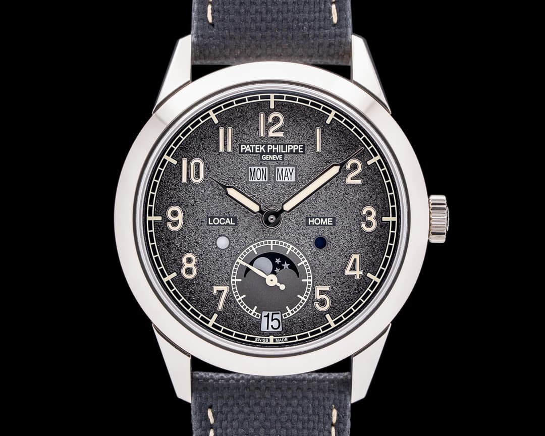 Patek Philippe Calatrava Annual Calendar Travel Time 18K White Gold Gray Dial