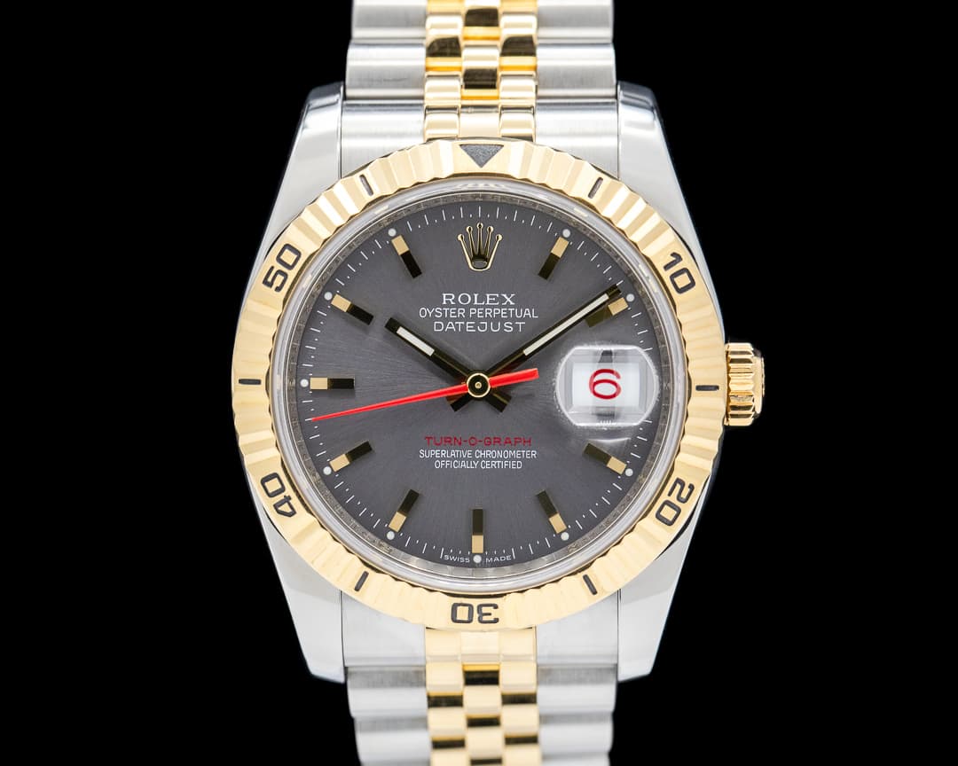 Rolex Datejust Turn-O-Graph Jubilee 18K Yellow Gold / SS Gray Dial