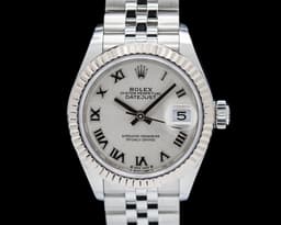 Lady-Datejust 28 SS Silver Roman Dial