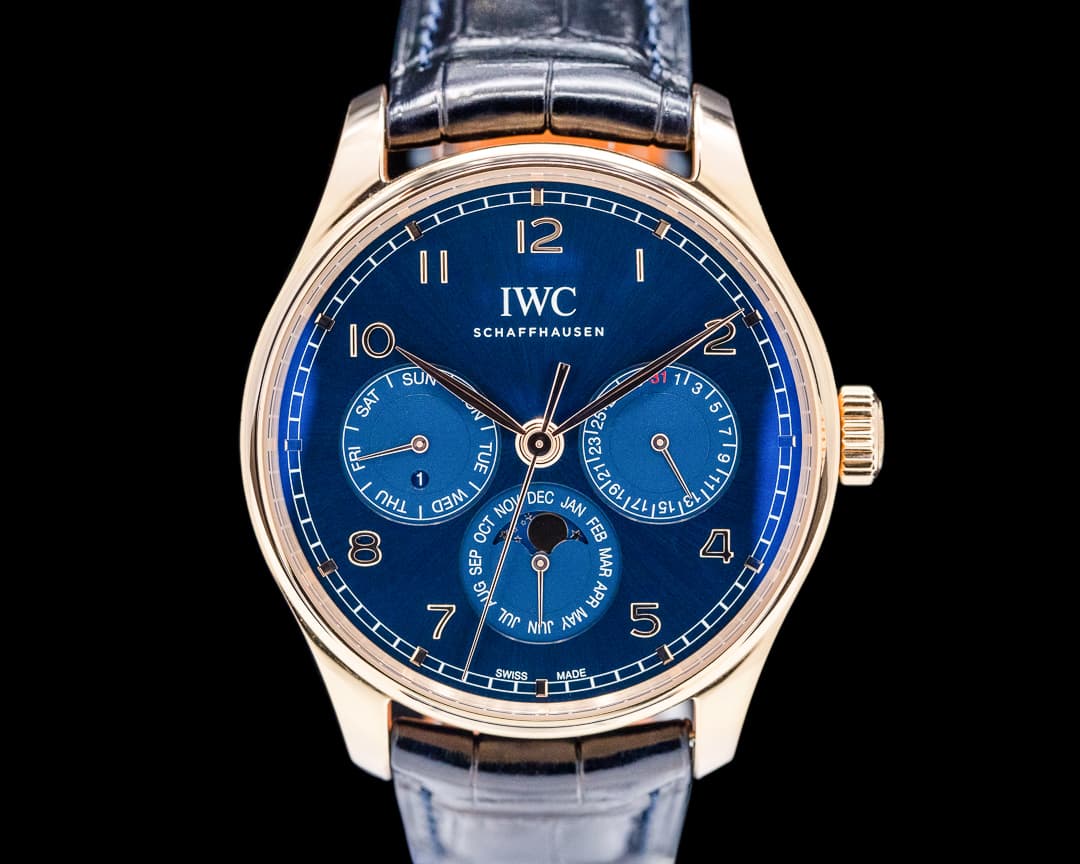 IWC Portugieser Perpetual Calendar Boutique 18K Rose Gold Blue Dial
