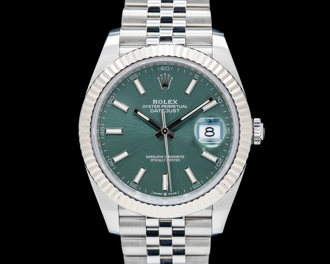 Rolex Datejust 41 Fluted Jubilee SS Green Dial