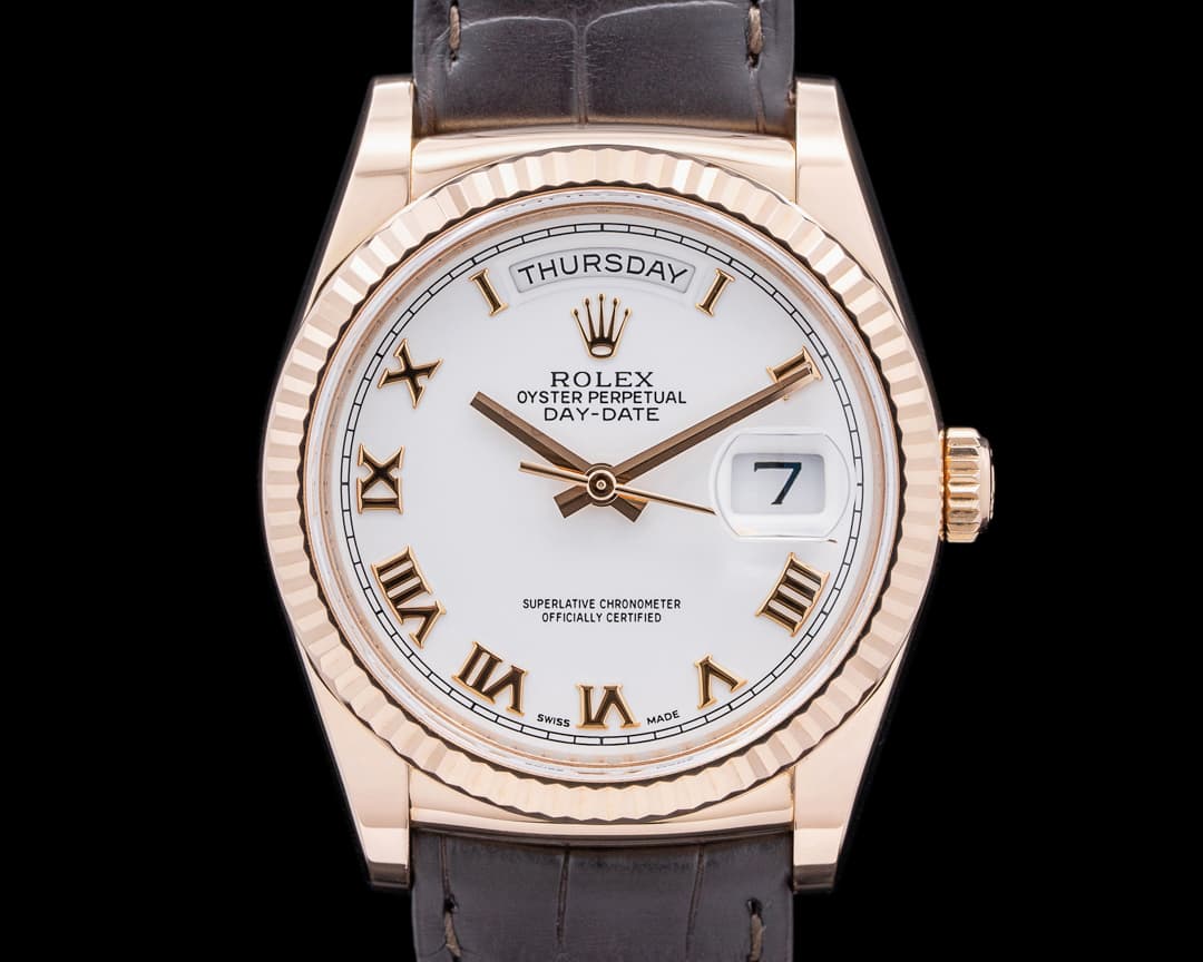 Rolex Day Date President 36MM  18K Rose Gold White Dial