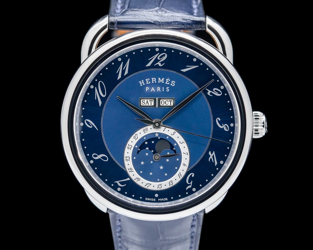 Hermes Arceau Grand Lune 43MM Automatic SS Blue Dial