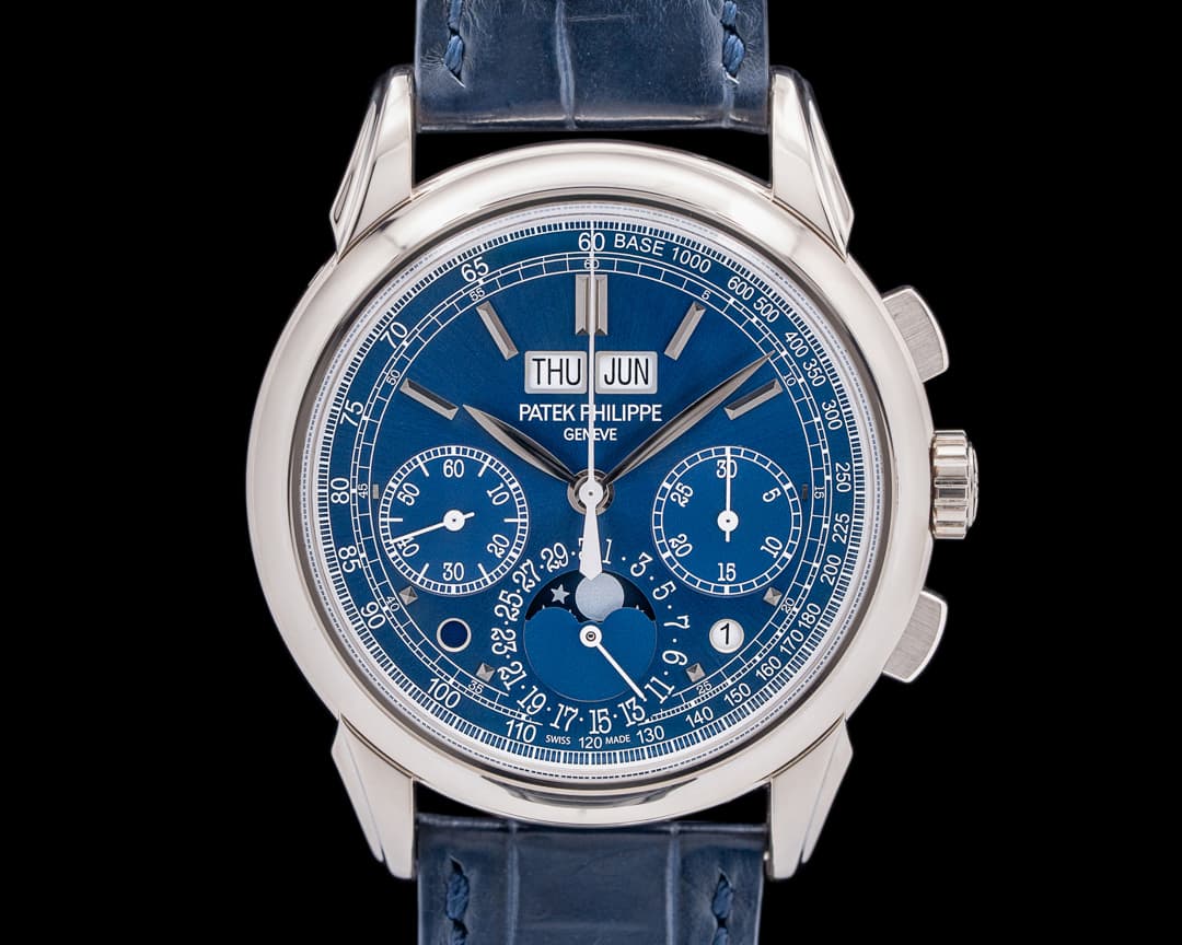 Patek Philippe 5270G Perpetual Calendar Chronograph 18K White Gold Blue Dial