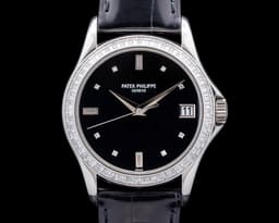 Calatrava 5118P Automatic Platinum Baguette Diamonds Black Dial RARE