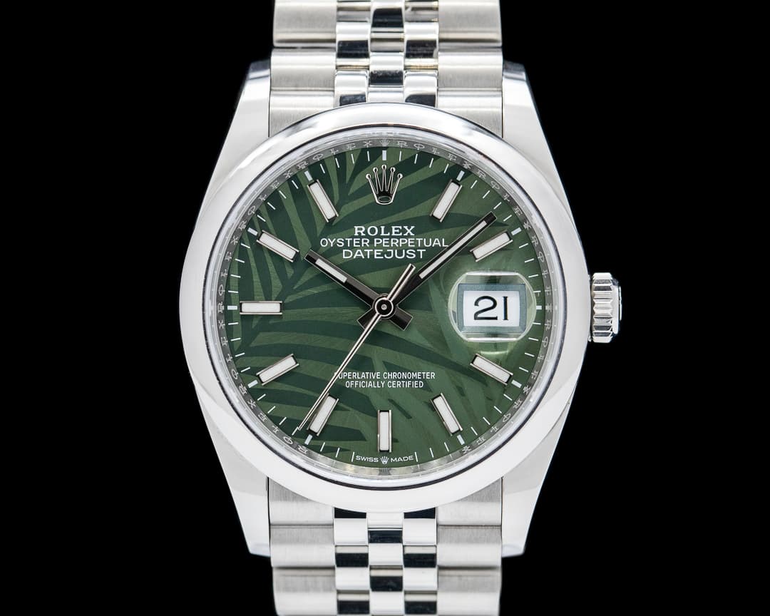 Rolex Datejust 126200 Green "Palm" Dial / Jubilee