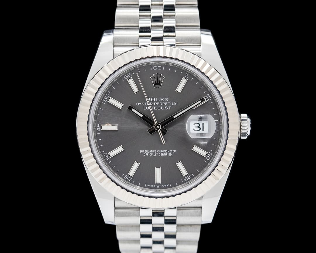 Rolex Datejust 41 Fluted Jubilee SS Grey Anthracite Dial