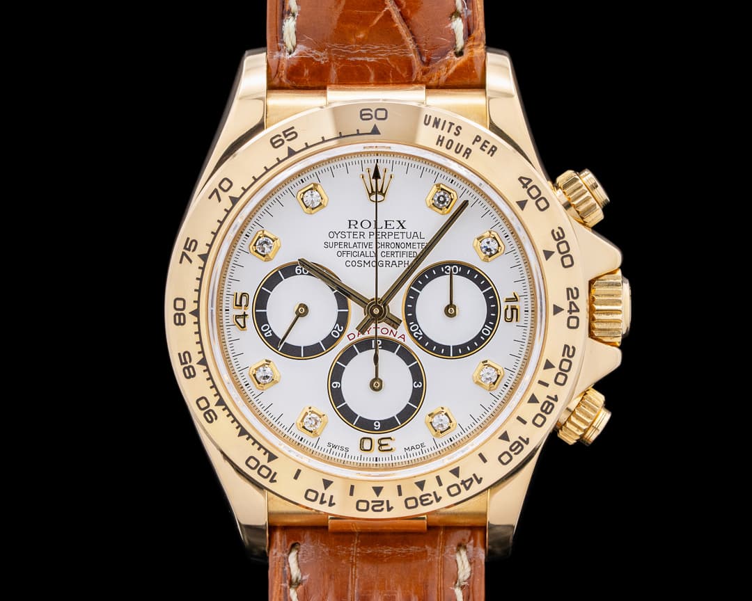 Rolex Daytona 16518 Zenith 18K YG White Diamond Dial c. 1987