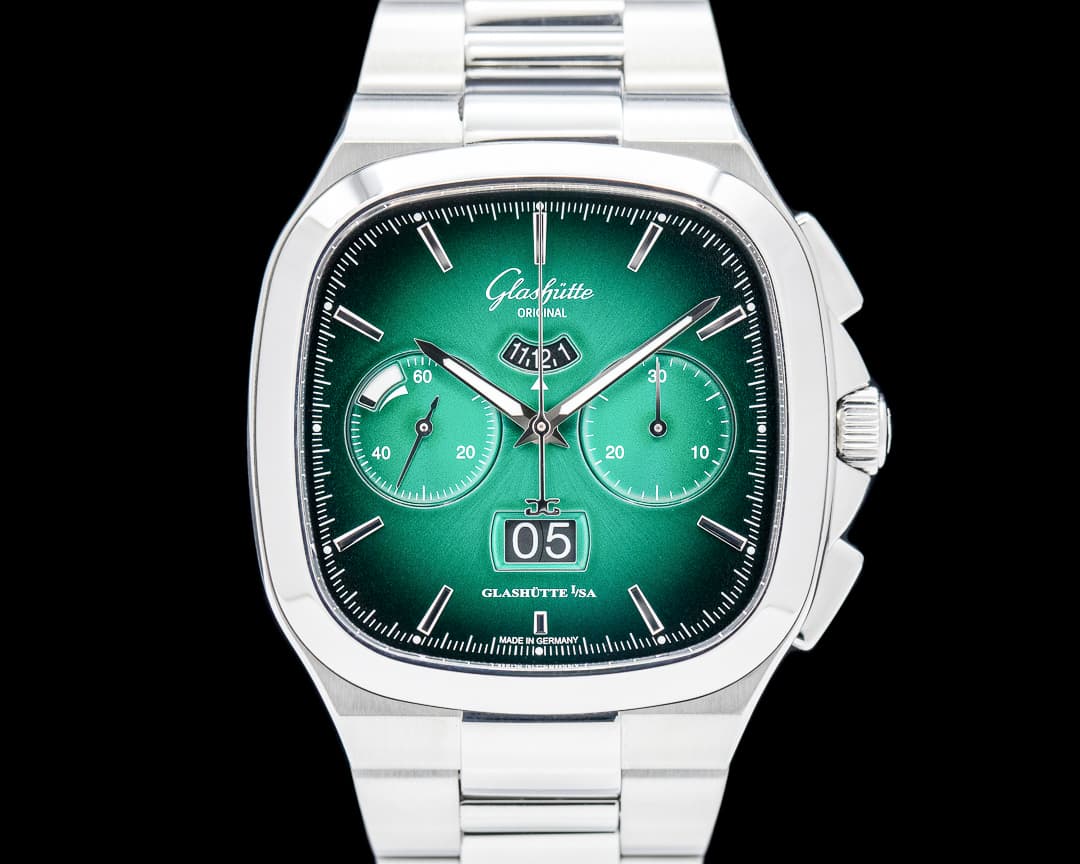 Glashütte Original Seventies Chronograph Panorama Date SS Green Dial