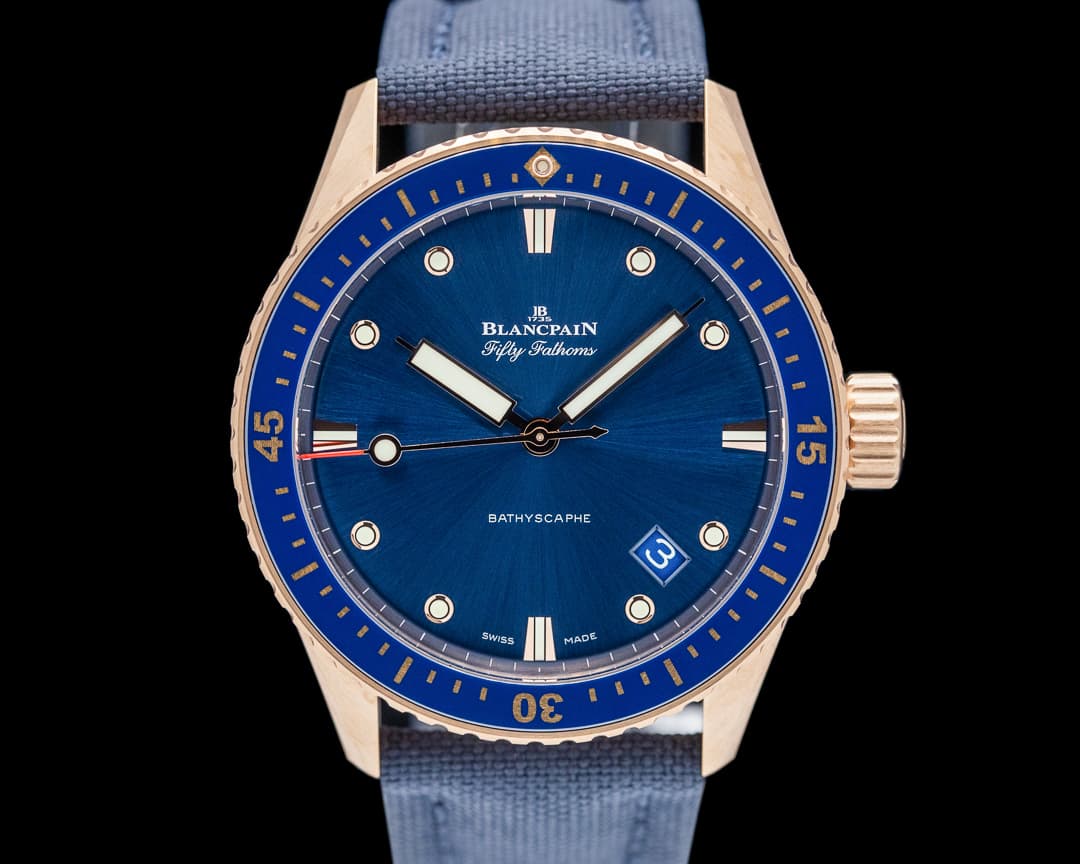 Blancpain Fifty Fathoms Bathyscaphe 18K Rose Gold Blue Dial 2024