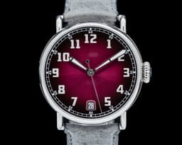 Heritage Dual Time Fume SS Burgundy Dial