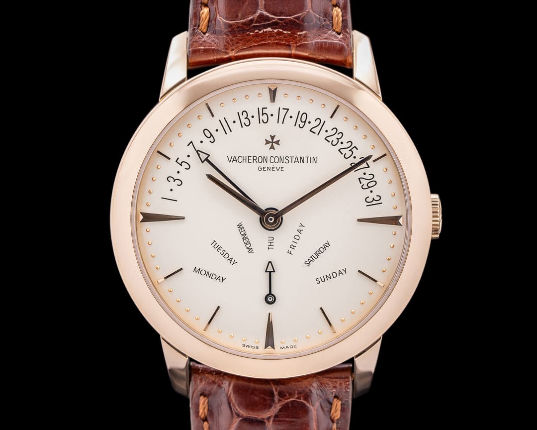 Vacheron Constantin Patrimony Retrograde Day-Date 18K Rose Gold Silver Dial