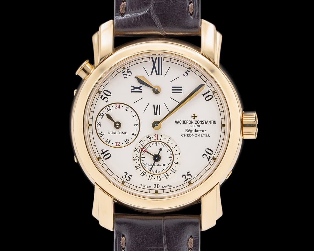 Vacheron Constantin Malte Dual Time Regulator 18K Yellow Gold Silver Dial