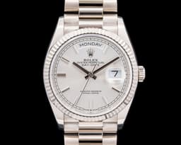 128239 Day Date President 18K White Gold Silver Dial
