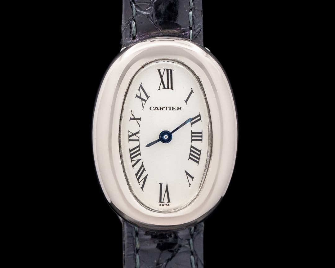 Cartier Mini Baignoire 18K White Gold Silver Dial