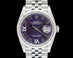 Datejust 36 SS Fluted Jubilee Roman Diamonds SS Purple Dial 2024 UNWORN