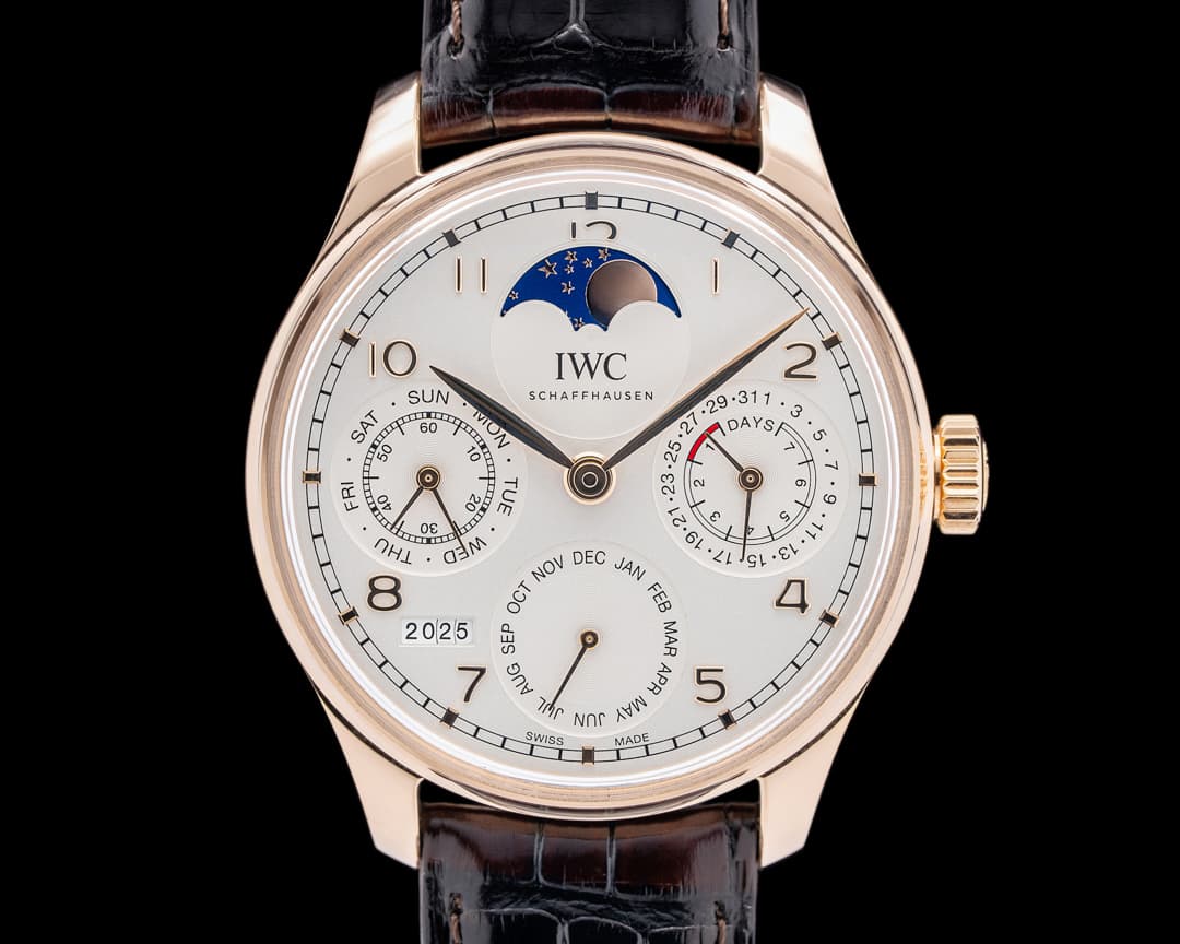 IWC Portuguese Perpetual Calendar 18K Rose Gold Silver Dial