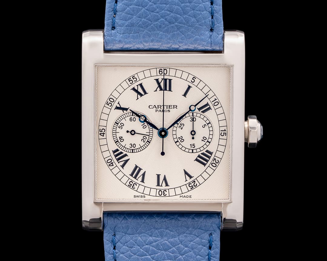 Cartier CPCP Tank Monopoussoir Chronograph 3078 18K White Gold LIMITED