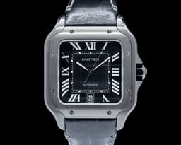 WSSA0039 Santos de Cartier Large SS DLC Black Dial