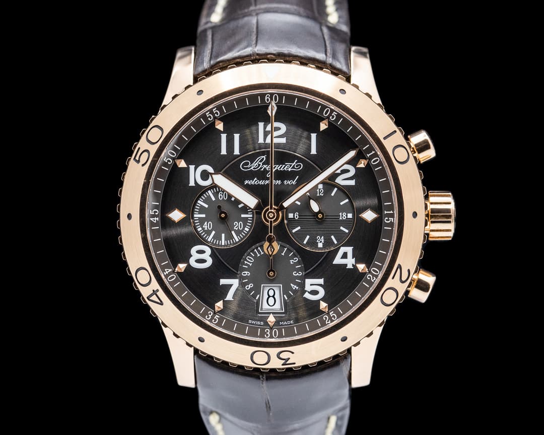 Breguet 3810BR Type XXI Flyback Chronograph 18K Rose Gold Gray Dial