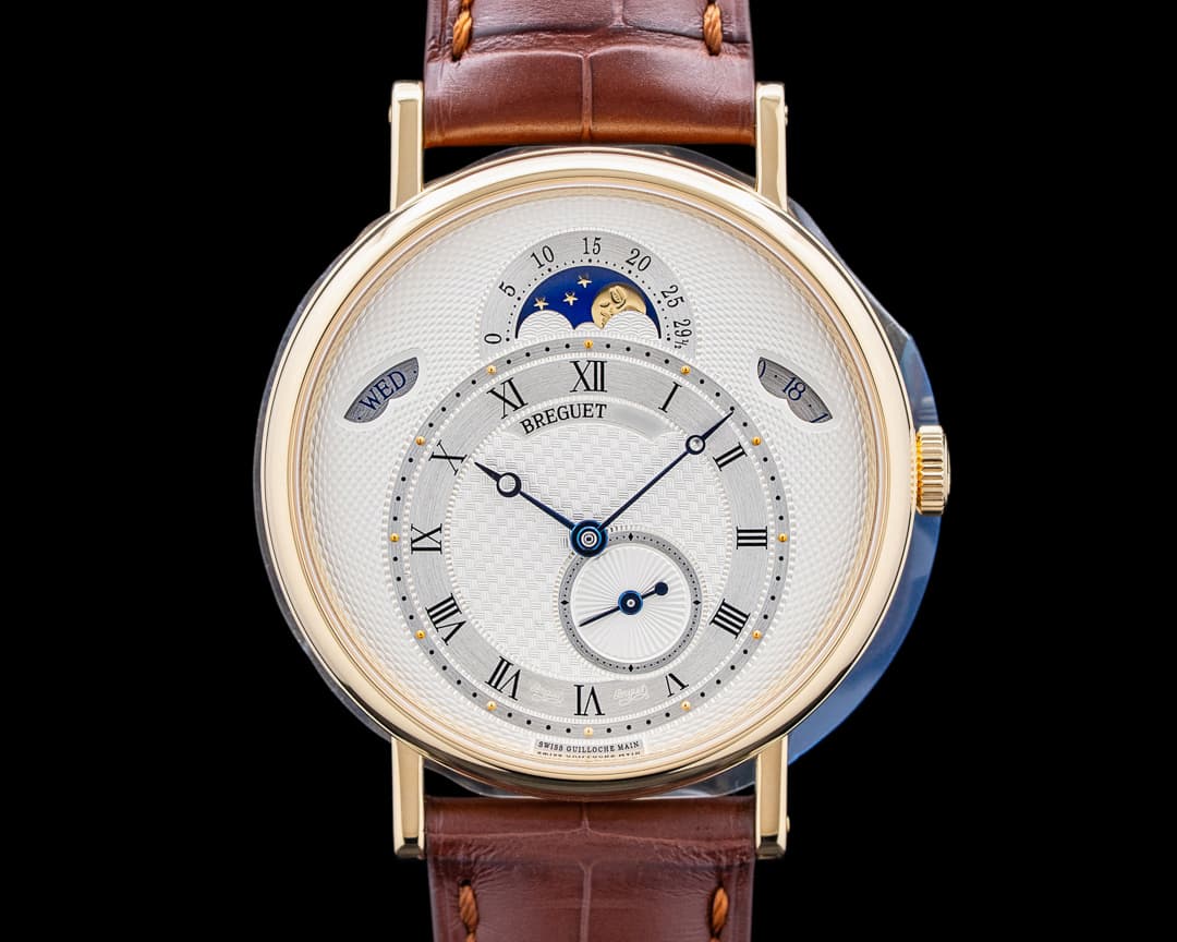 Breguet 7337BA Classique Moonphase Day Date 18K Yellow Gold Silver Dial