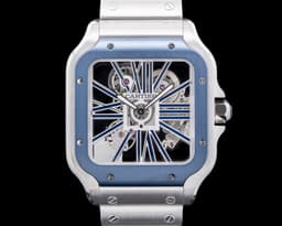 WHSA0026 Santos Skeleton Blue Manual Wind SS