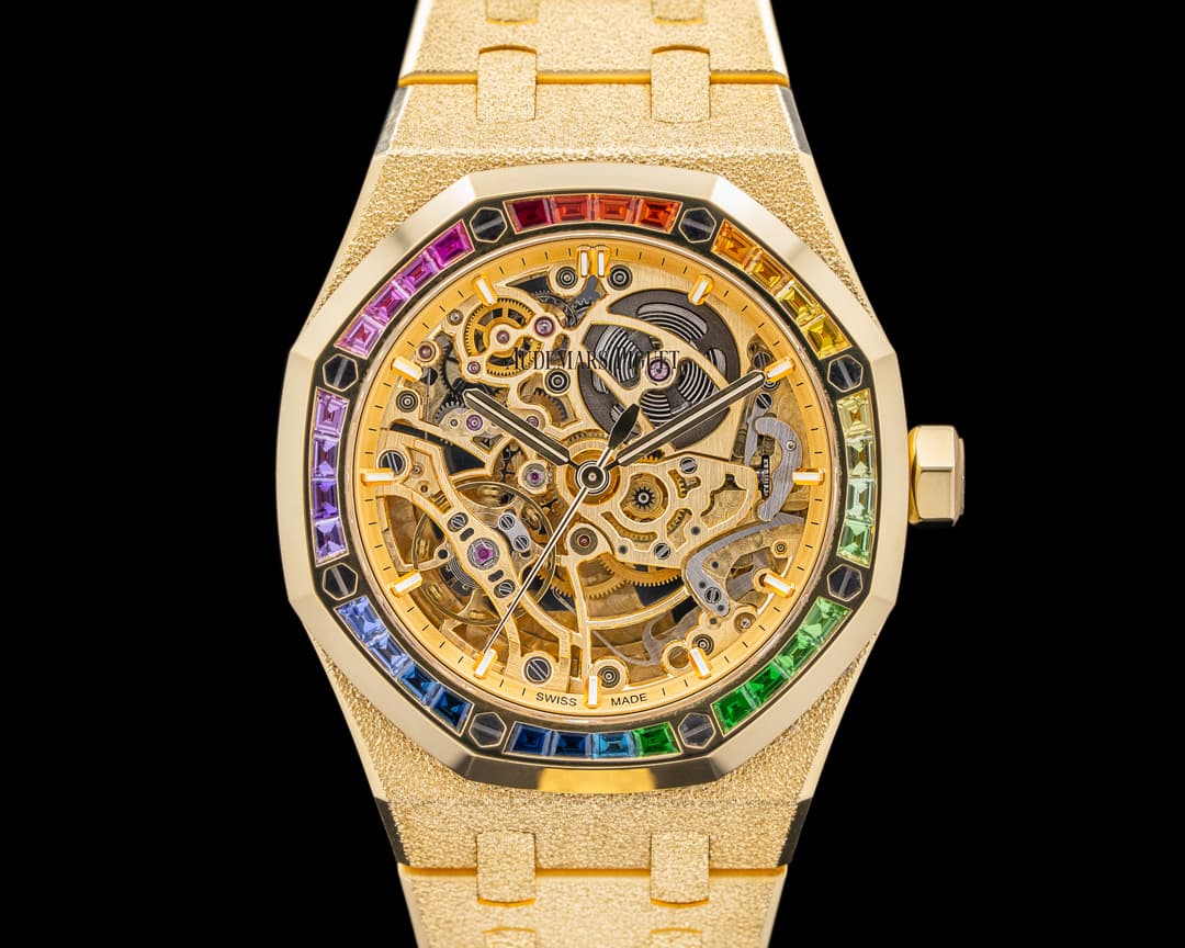 Audemars Piguet Royal Oak Double Balance Frosted 18K YG Rainbow Skeleton UNWORN