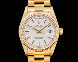 18038 Day-Date 18K Yellow Gold Silver Dial