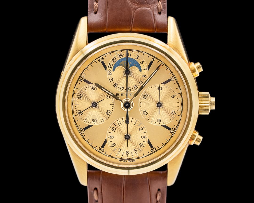 Beyer Rattrapante 1982 18K Yellow Gold Gold Champagne Dial RARE