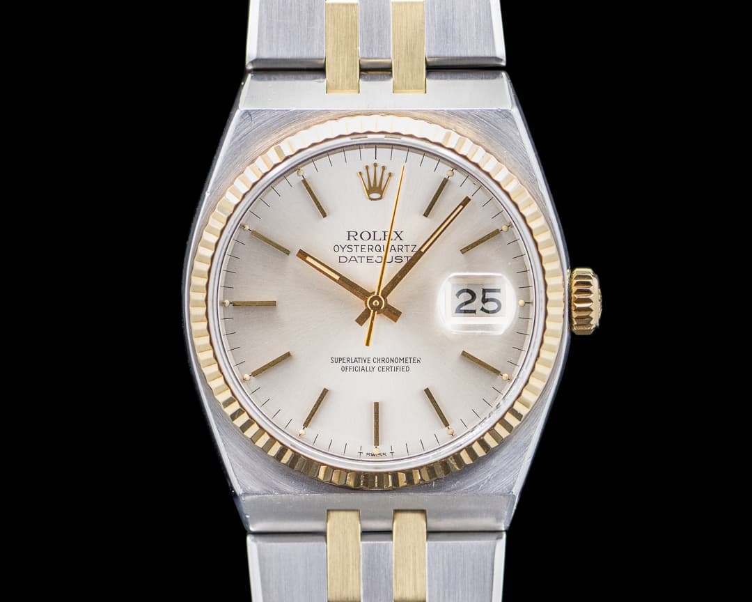 Rolex 17013 OysterQuartz Two Tone SS / 18K Yellow Gold Champagne Dial C. 1980