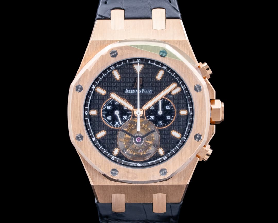 Audemars Piguet 25977OR Royal Oak Tourbillon Chronograph 18K RG Black Dial
