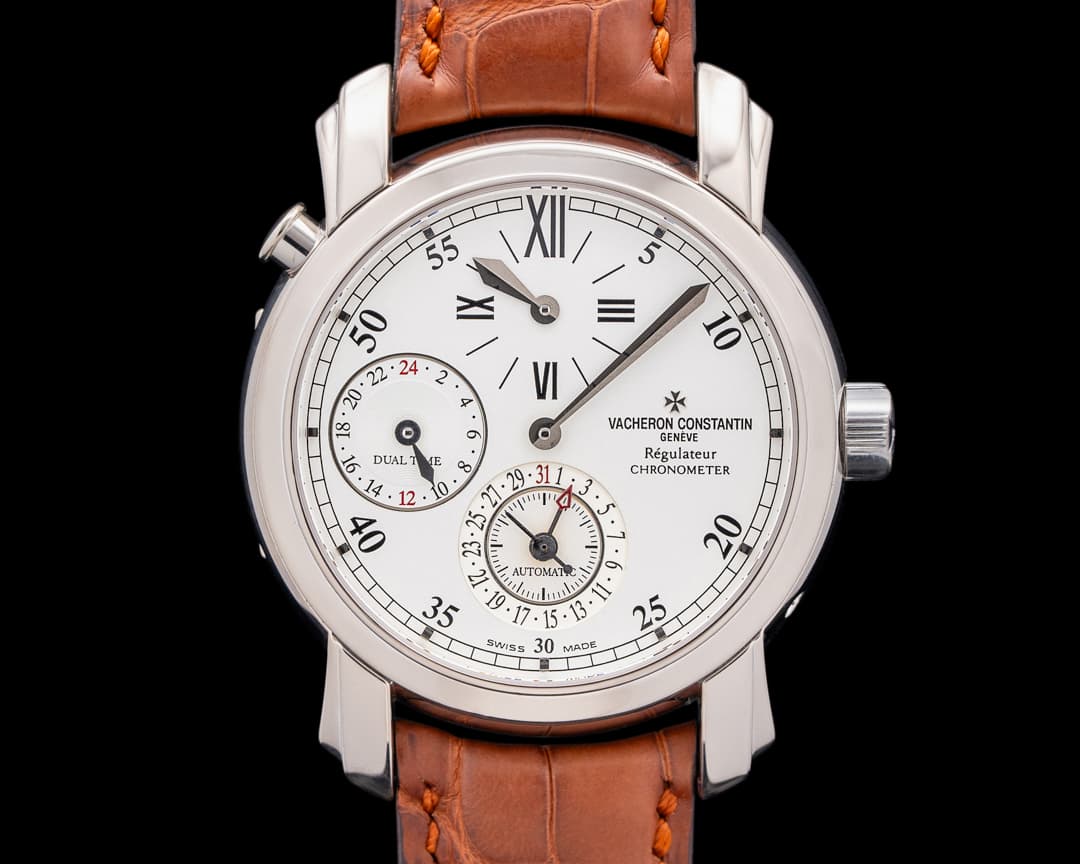 Vacheron Constantin 42005 Malte Dual Time Regulator 18K WG Silver Dial