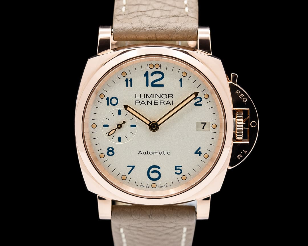 Panerai PAM00756 Luminor Due 38 Automatic 18K Rose Gold Silver Dial
