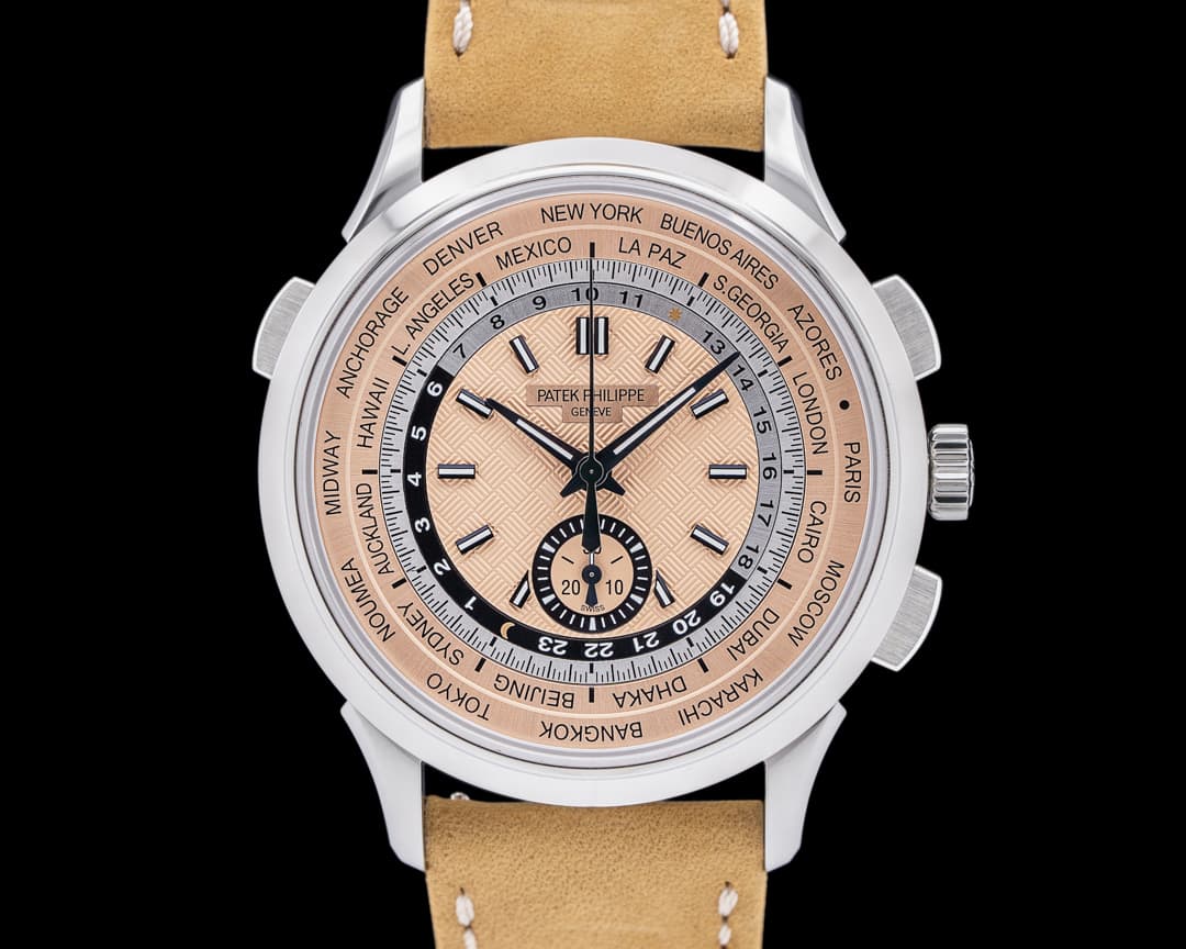 Patek Philippe 5935A-001 World Time Chronograph Stainless Steel Salmon Dial