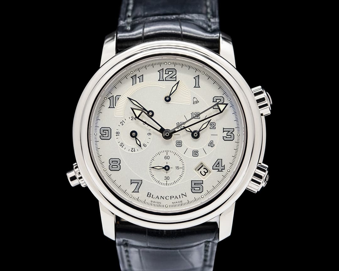 Blancpain 2041 Leman Reveil GMT 18K White Gold Silver Dial