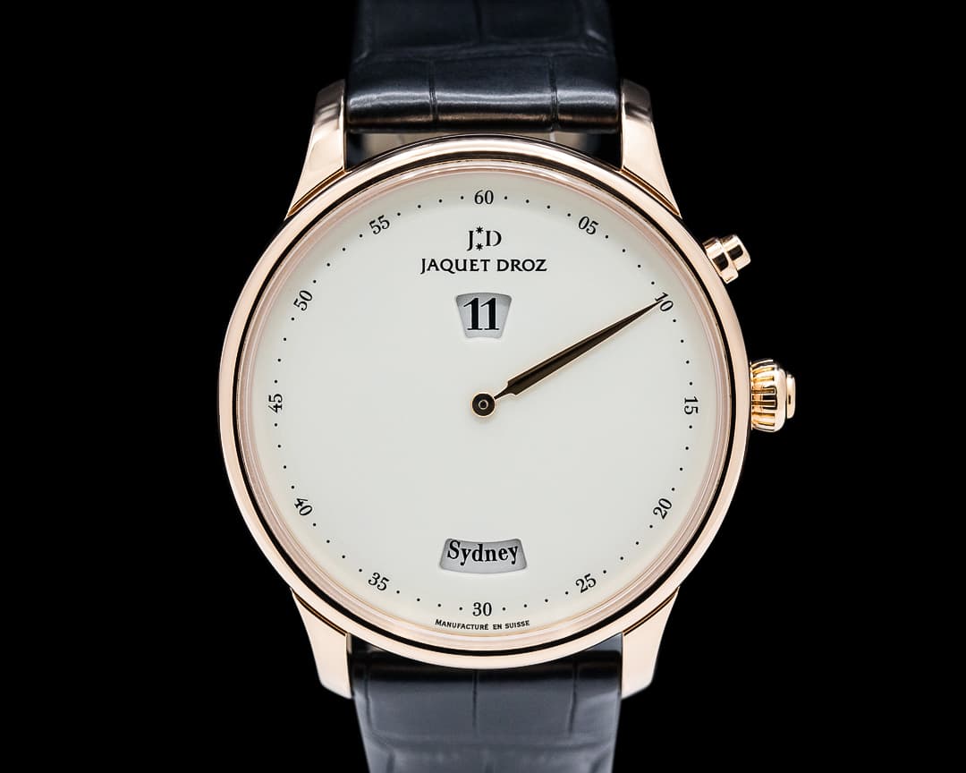 Jaquet Droz Astrale Twelve Cities 18K Rose Gold Ivory Grand Feu Enamel Dial