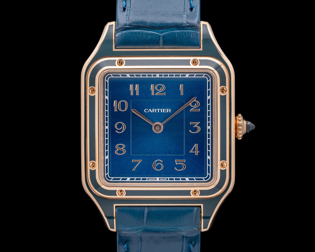 Cartier WGSA0098 Santos-Dumont Large 18K Rose Gold Blue Dial 2024