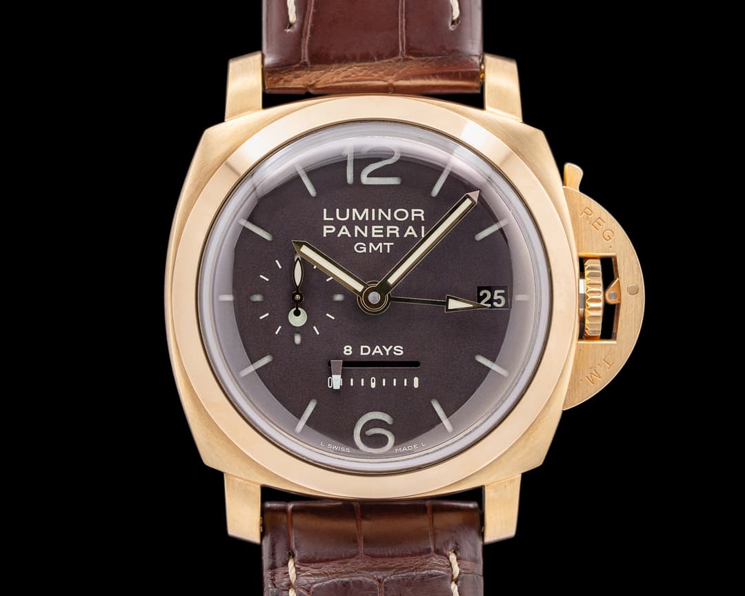 Panerai PAM00289 Luminor 1950 8 Days GMT 18K RG Brown Dial