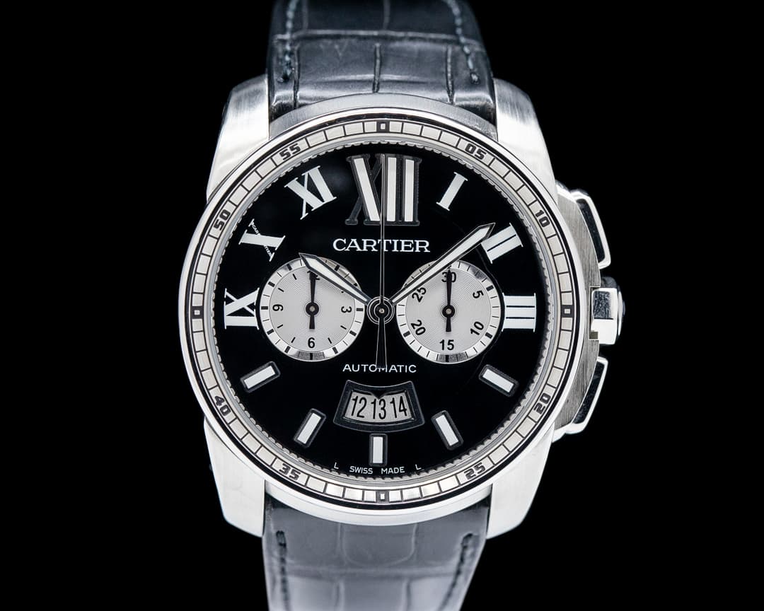 Cartier W7100060 Calibre de Cartier Chronograph SS Black Dial