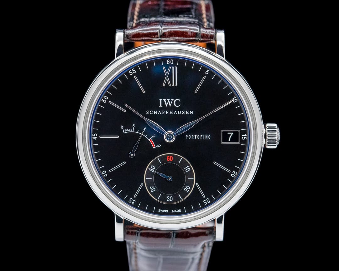 IWC IW510102 Portofino Hand Wound Eight Days SS Black Dial