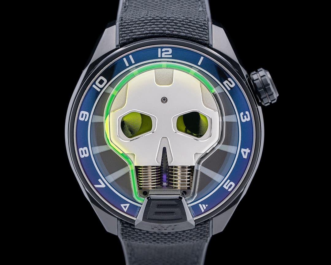 HYT Skull Green Eye Black DLC Titanium Green Fluid Dial LIMITED UNWORN