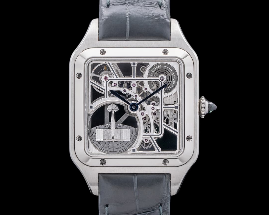 Cartier WHSA0032 Santos Dumont SS Skeleton Dial