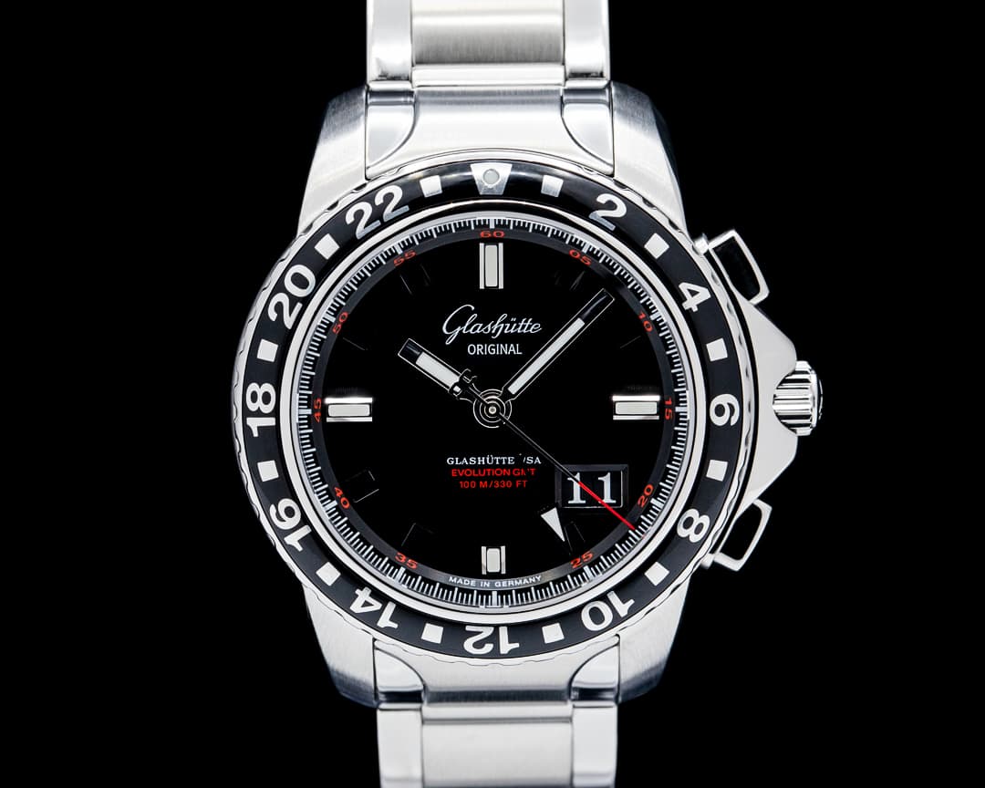 Glashutte Original 39-55-43-03-14 Sport Evolution GMT SS Black Dial