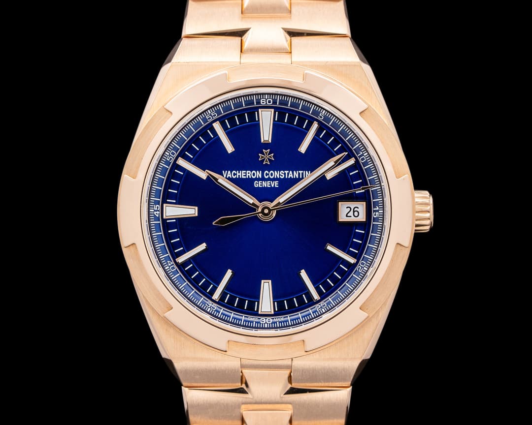 Vacheron Constantin 4520V/210R-B705 Overseas 18K Pink Gold Sunburst Blue Dial