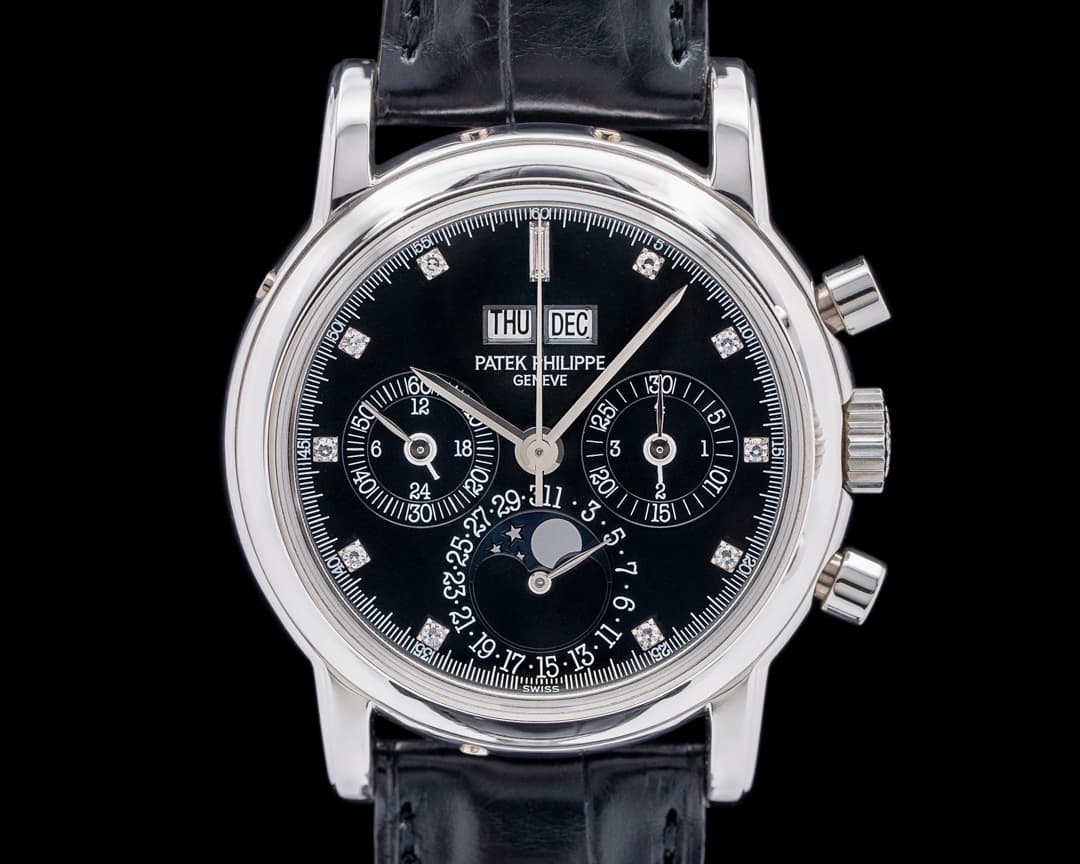 Patek Philippe 3970EP Perpetual Calendar Chronograph Platinum Black Diamond Dial