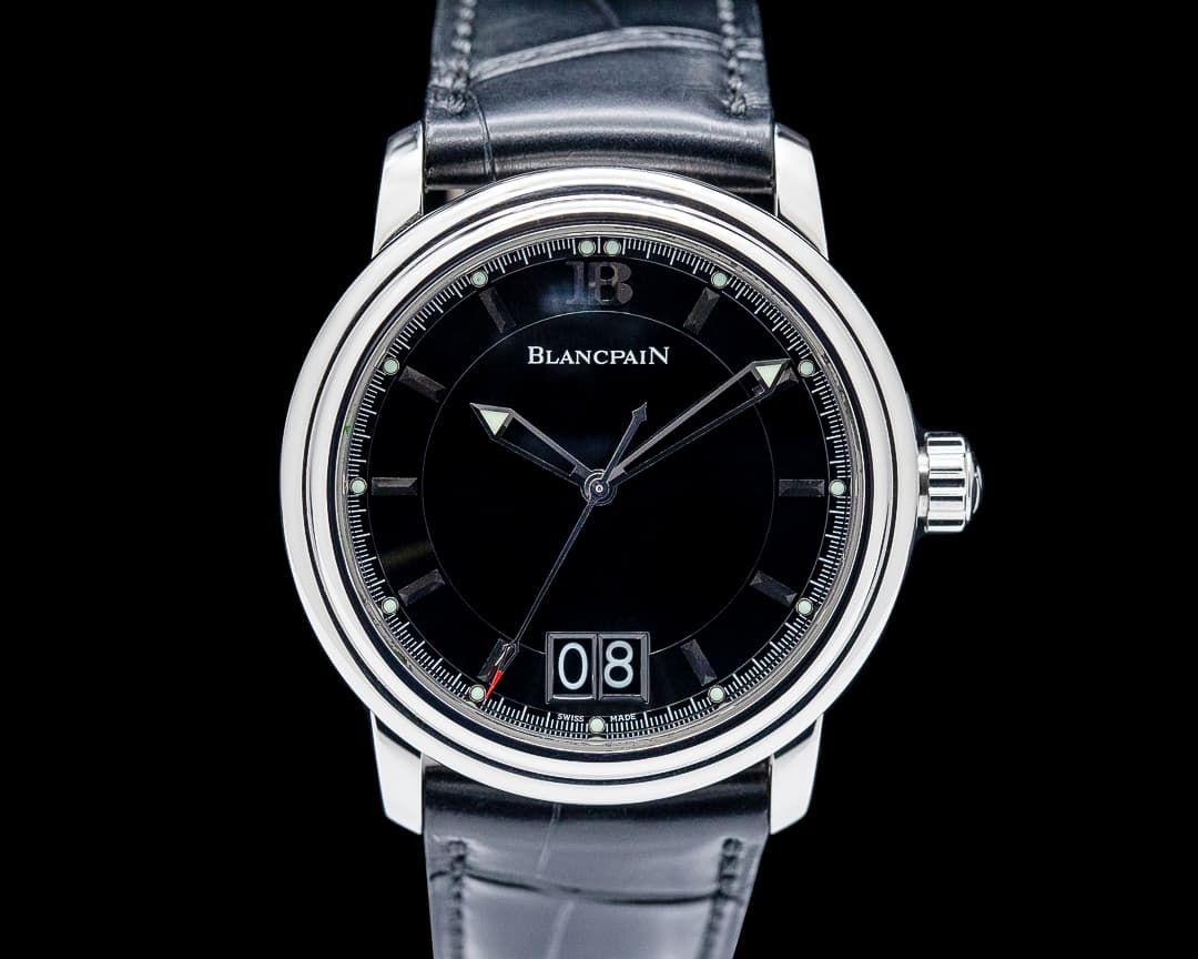 Blancpain 2850 Leman Grande Date SS Black Dial