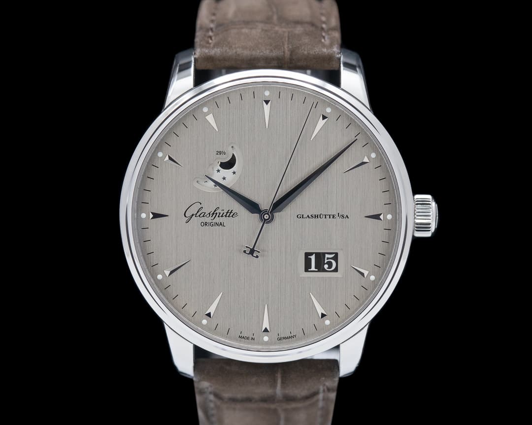 Glashutte Original Senator Excellence Panorama Date Moon Phase SS Gray Dial