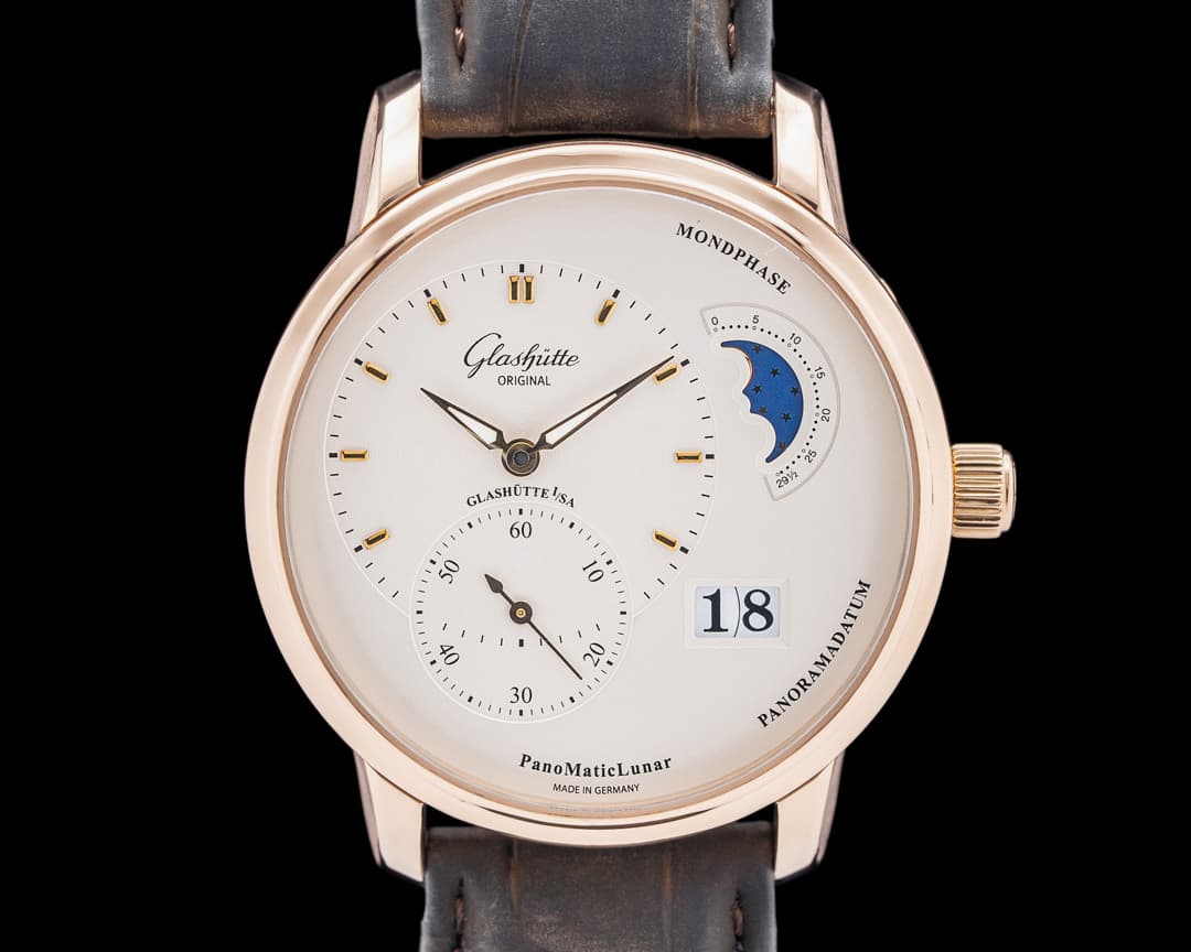 Glashutte Original PanoMaticLunar 18K Rose Gold Cream Dial