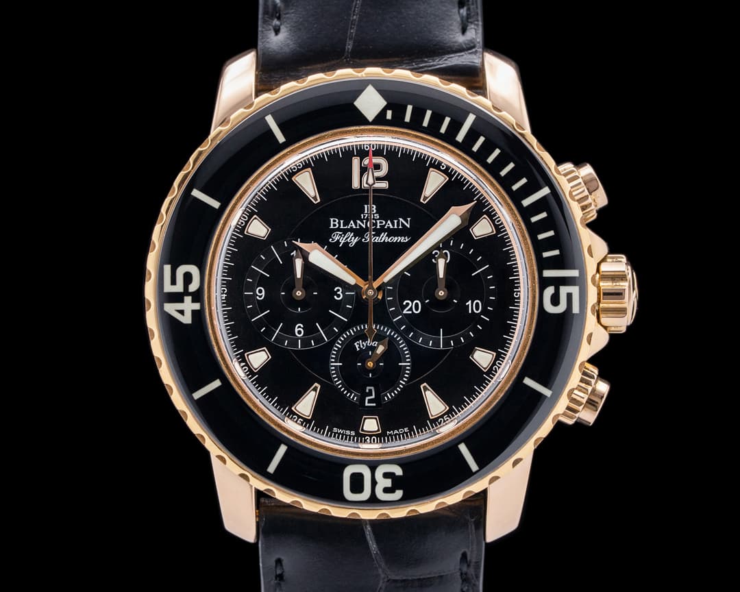 Image of Blancpain 5085F Fifty Fathoms Flyback Chronograph 18K Rose Gold Black Dial